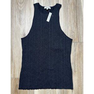 NWT Madewell Signature Knit Cutaway Black Sweater Tank Top - Women Size Large
